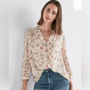 Lucky Brand boho oversized Floral-Print Peasant Top Size XS!!